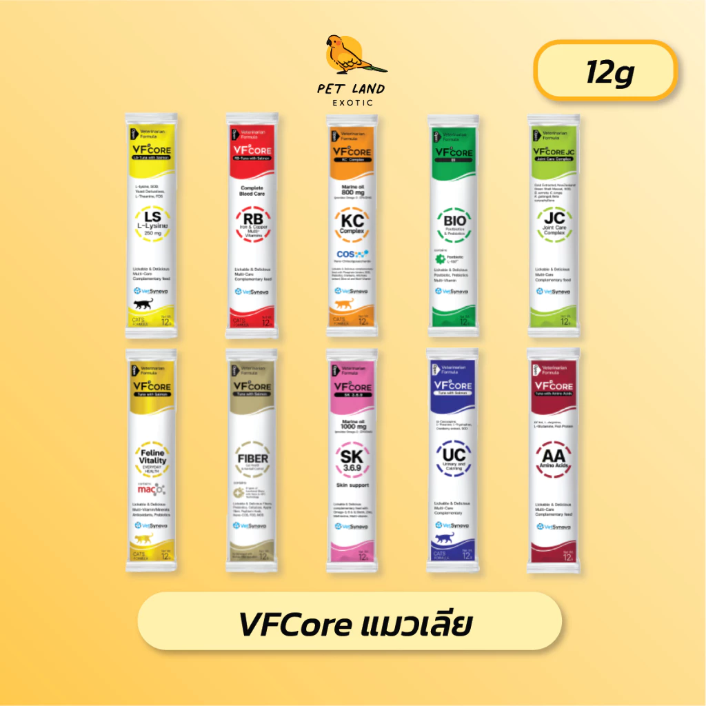 VFcore แมวเลีย วิตามินแมว อาหารเสริม ไลซีน วิตามินรวม 12g