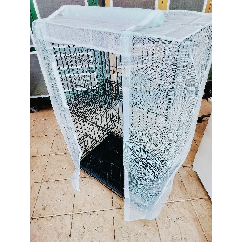 มุ้งคลุมกรงแมว เบอร์2 คละสี มีซิปสามารถเปิดช่องประตูได้