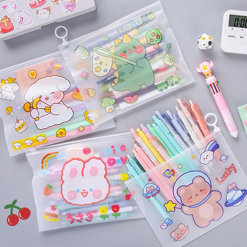 กระเป๋าซิปการ์ตูน PVC ใส่อุปกรณ์การเรียน ใส่ของอเนกประสงค์ ใส่เครื่องเขียน ปากกา กระเป๋าดินสอ กันน้ำ ลายการ์ตูน