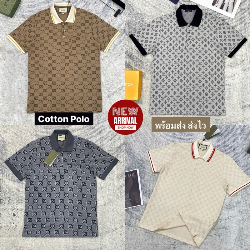 [new] 𝐌𝐄𝐍’𝐒 𝐋𝐕 : 𝐆𝐔𝐂𝐂𝐈 𝐏𝐎𝐋𝐎 𝐒𝐇𝐈𝐑𝐓 เสื้อโปโลแขนสั้นคอปกพิมพ์ลาย Hiend 1:1 cotton พร้อมส่ง