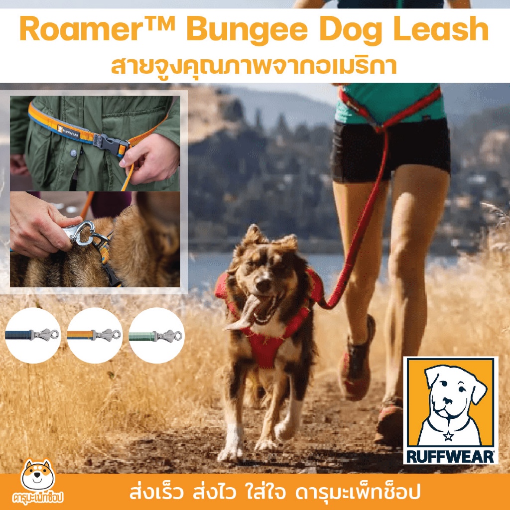 RUFFWEAR สายจูง Roamer Bungee Dog Leash Stretch Webbing Hands-Free Leash