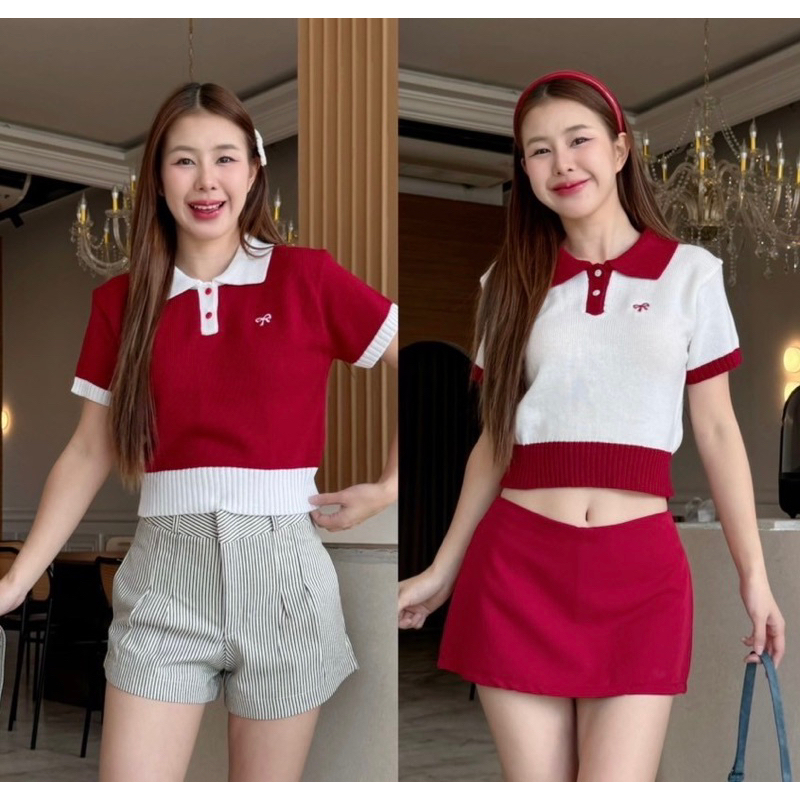 POOLOO BOW เสื้อโปโลไหมพรหมปักโบว์ กระดุมจริง