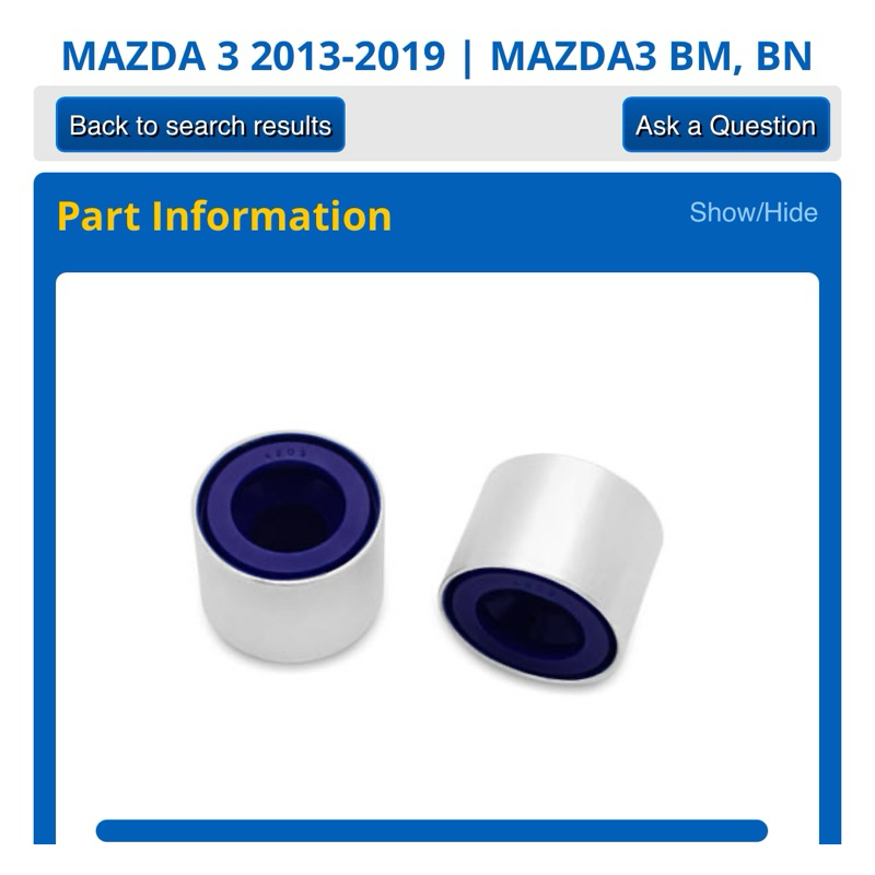 SuperPro - ชุดบุชปีกนก Mazda 3 BM