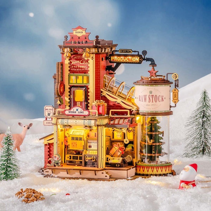 [ส่งด่วนกทม.] ตัวต่อไม้ DIY Dream Gift Factory ของเล่น ประกอบเอง มีกลไก เปิดไฟได้ มีดนตรี ROKR EAB01