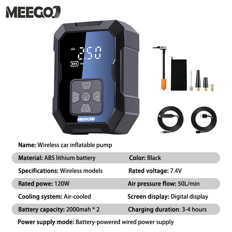 MeeGoo เครื่องปั๊มลมแบบพกพา เครื่องสูบลมไฟฟ้า Electric Air Pump ที่เติมลมยางรถ มัลติฟังก์ชั่น thumbnail 10