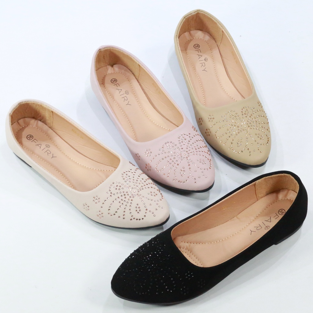 รองเท้า 888-2 รองเท้าส้นแบน  ติดเพชร FAIRY รุ่น 888-2