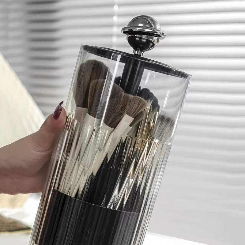 KKHOME ชุดแต่งหน้า กล่องเก็บแปรงแต่งหน้า ใส่แปรงแต่งหน้า กดเพื่อยกฐานขึ้นมาได้ กันฝุ่น กันน้ำ - รูปที่ 5