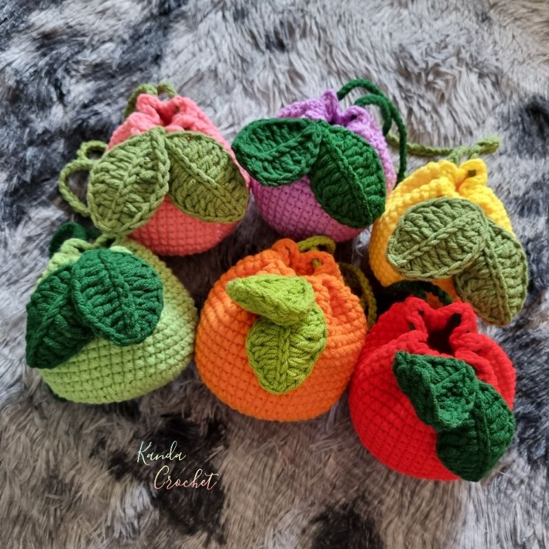 กระเป๋าผลไม้ถักโครเชต์ไซส์S 100%handmade