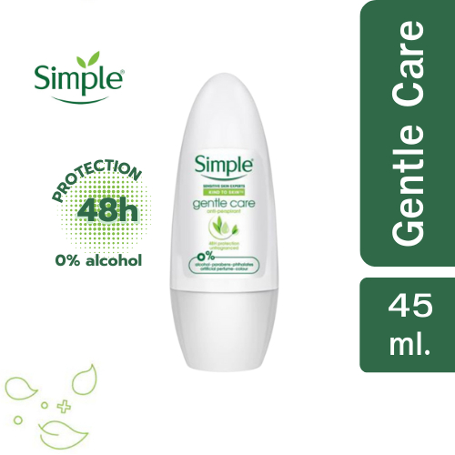 Simple โรลออน Gentle Care ป้องกันเหงื่อและกลิ่น 48 ชม. ไม่มีน้ำหอม เหมาะกับผิวแพ้ง่าย