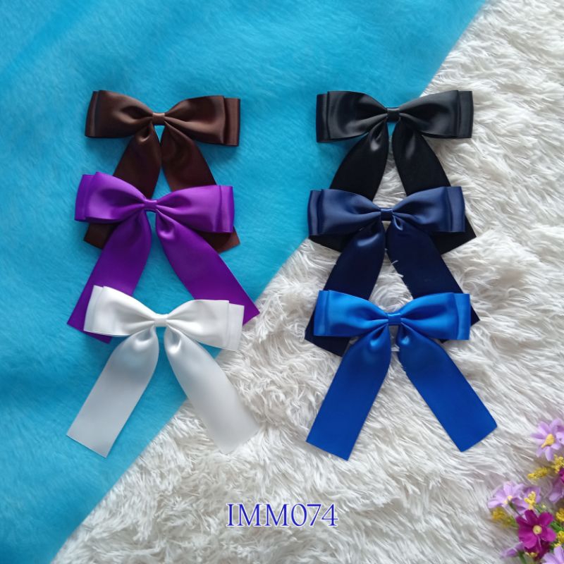 [IMM074] โบว์นักเรียนหางสั้น ตัวโบว์2ชั้นซ้อนกัน (14x14cm) ริบบิ้น4cm นุ่มมาก