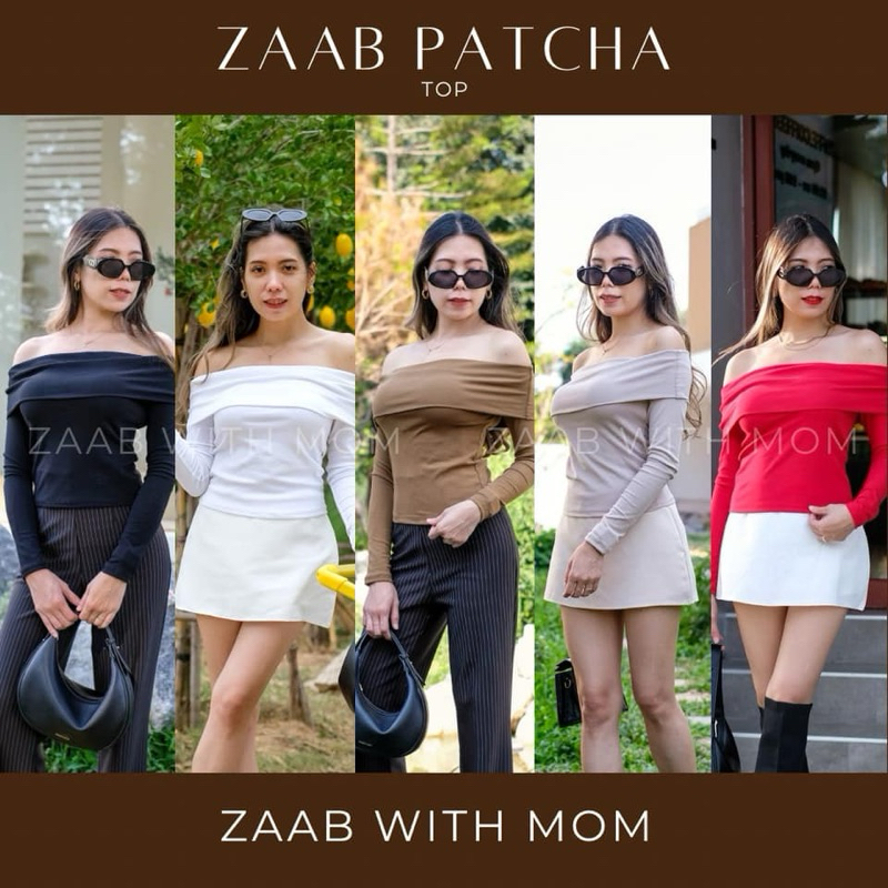 [ พร้อมส่ง ] - ZAAB PATCHA เสื้อปาดไหล่แขนยาว