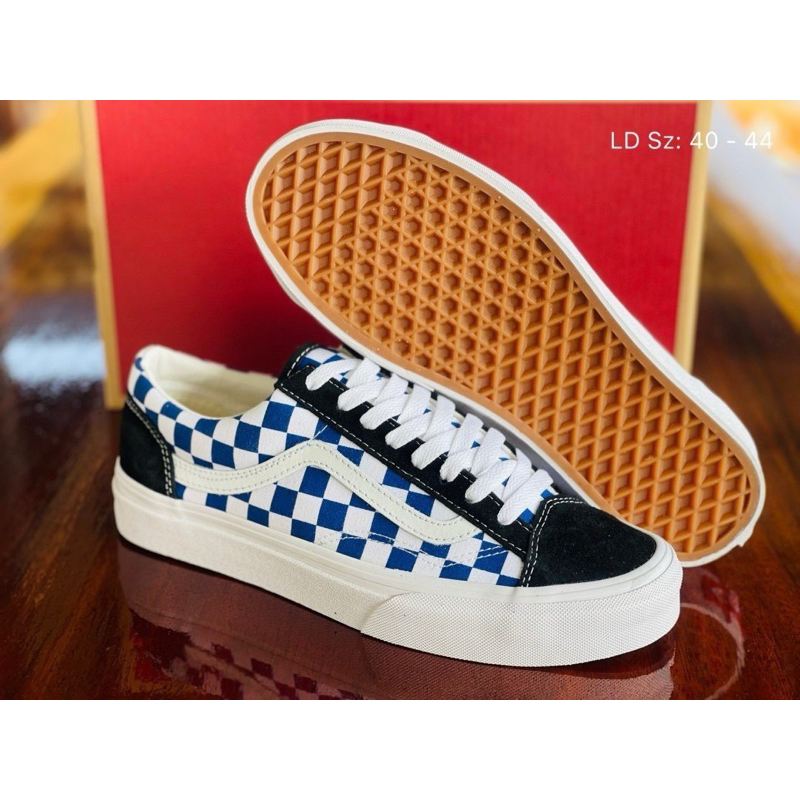 🛒🎁พร้อมส่งรองเท้าold skoolตารางขาวน้ำเงิน/ดำ(A+)คุณภาพดี พร้อมกล่อง ใส่ได้ทั้ง ช-ญ ✅มีไซส์ 40-44