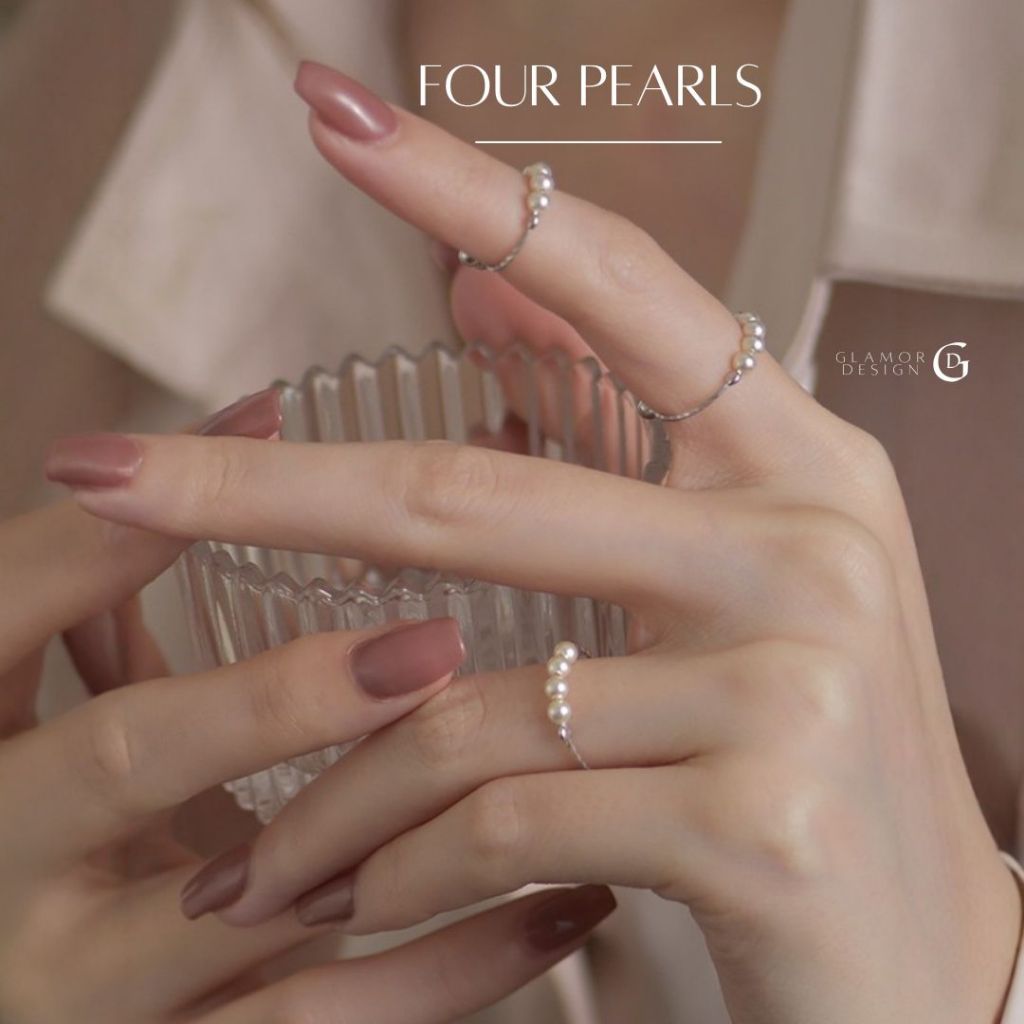 GLAMOR✨แหวนเงินแท้ Four Pearls แหวน แหวนไข่มุก แหวนแฟชั่น แหวนปรับขนาดได้ สไตล์ใหม่