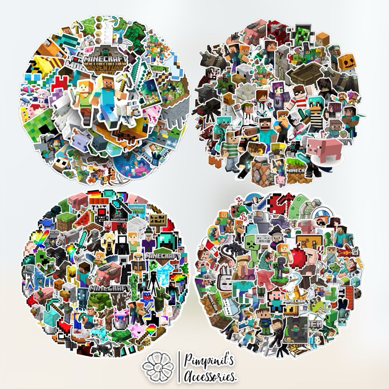 ✿ ร้านในไทยพร้อมส่ง : สติ๊กเกอร์กันน้ำลายเกมส์ไมน์คราฟต์ | MINECRAFT Game Waterproof Decoration Sticker Set.