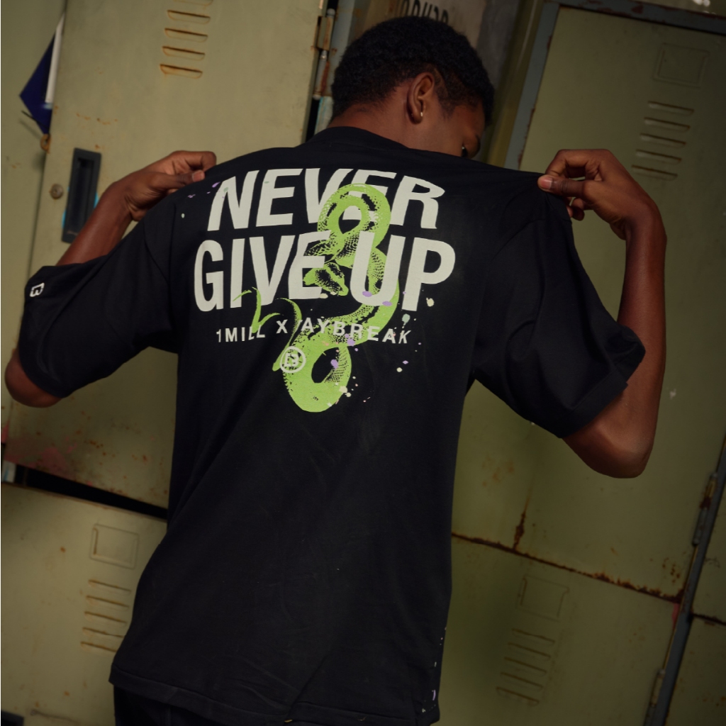 Daybreak x NEVER GIVE UP T-Shirt (Black)
