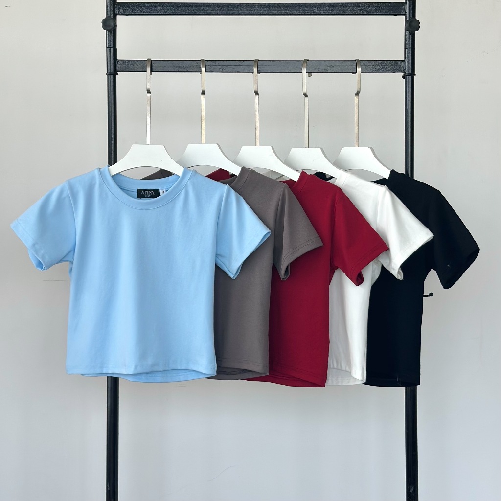 Atipashop - BECCA TOP เสื้อยืด แขนสั้น คอกลม ผ้ายืด เนื้อยุ้มเด้ง ใส่สบาย