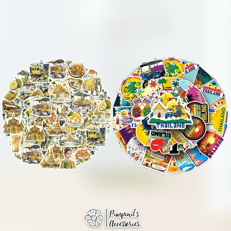 ✿ ร้านในไทยพร้อมส่ง : สติ๊กเกอร์กันน้ำลายวัฒนธรรมในประเทศไทย | THAILAND Attractive Culture Waterproof Decoration Sticker