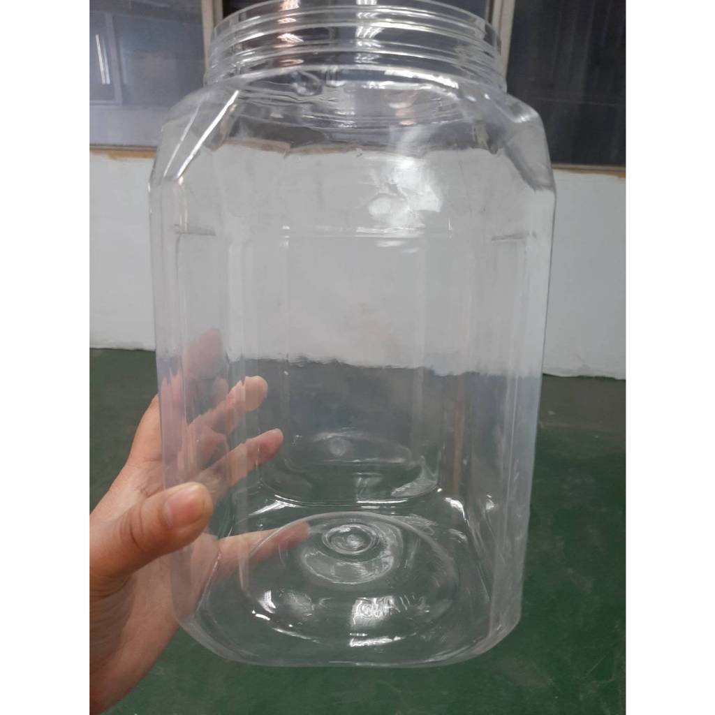 ( 12 ใบ) โหลพลาสติกขนาด 4000ml. (เกรด B มีรอย ไม่มีฝา) ทรงเหลี่ยม