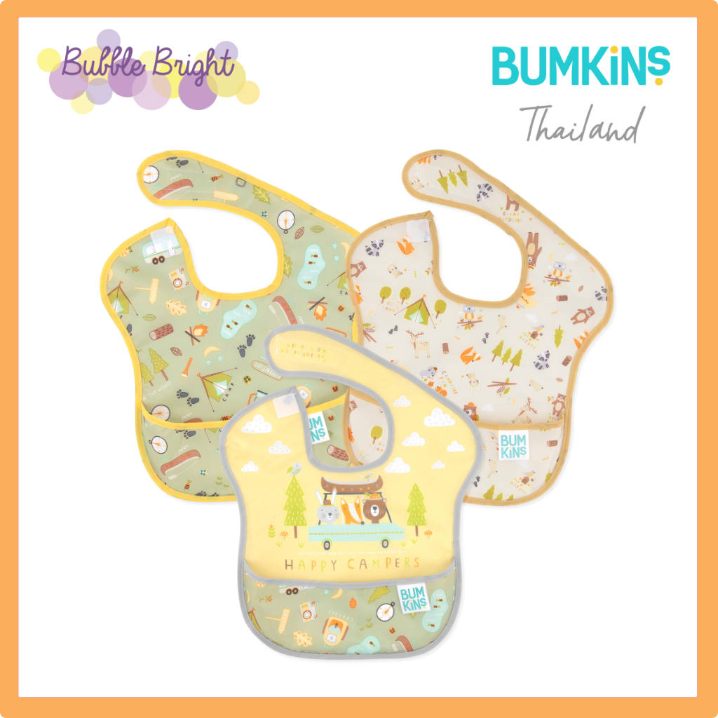 Bumkins ผ้ากันเปื้อนกันน้ำ รุ่น Super Bib 6-24 เดือน  แพค 3 ชิ้น สินค้าแท้ 100% จาก Bumkins Thailand