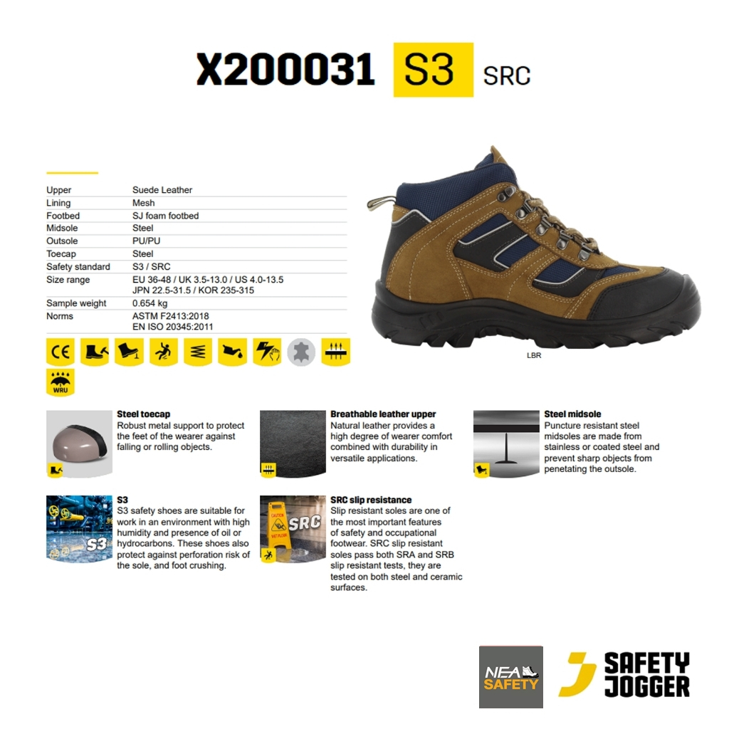 SAFETY JOGGER - X200031 S3 รองเท้าเซฟตี้ หัวเหล็ก คุณภาพสูง มาตรฐานสากล รองเท้านิรภัย