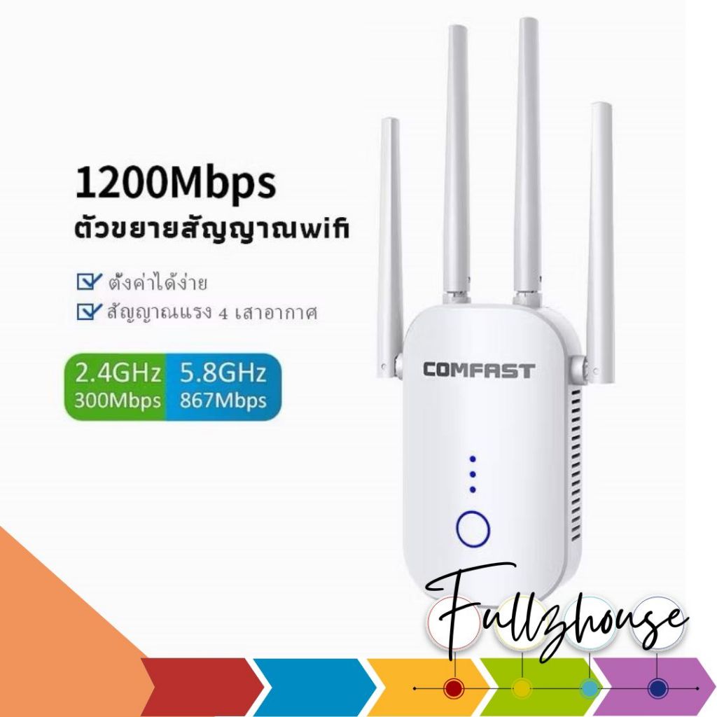 จัดส่งด่วน ตัวขยายสัญญาณ wifi COMFAST CF-WR758AC 1200 mbps Dual band Wifi repeater 5G