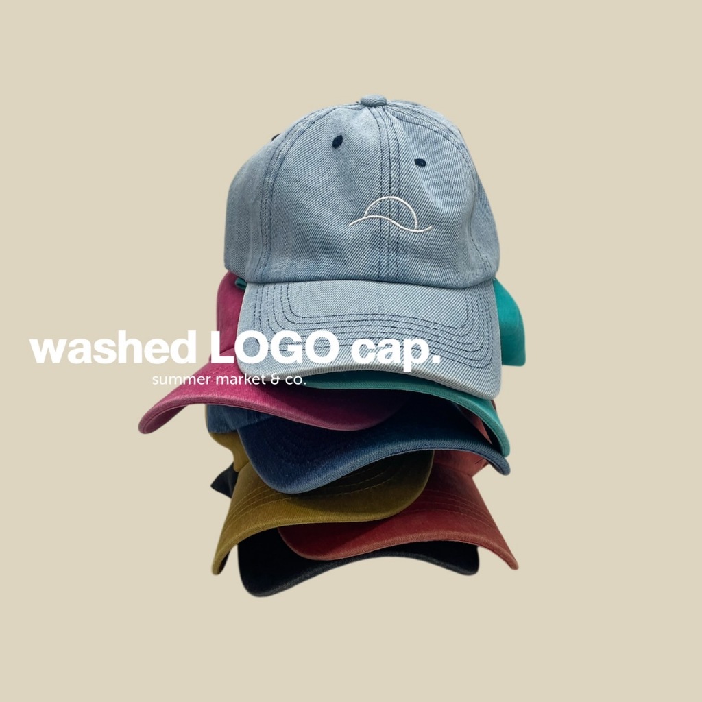 summer market & co. หมวกแก๊ปปักโลโก้ รุ่น Washed logo cap