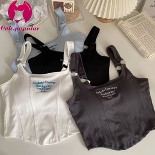 #031 เสื้อกล้ามสายเดี่ยว สไตล์ Y2K ฟองน้ำในตัว COK