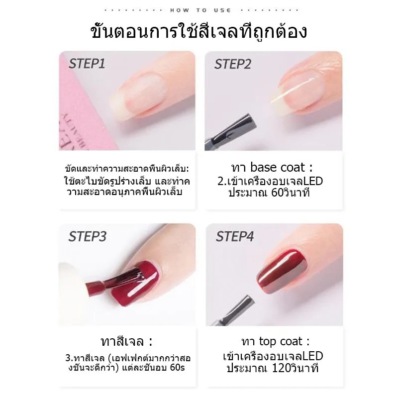 Nail.Girl ชุดทําเล็บเจล 120W เครื่องอบเล็บ UV LED ชุดทําเล็บเจลครบชุด สีเจล5/10/15/20ขวด+Top+Base อุปกรณ์ทำเล็บเจล - รูปที่ 4
