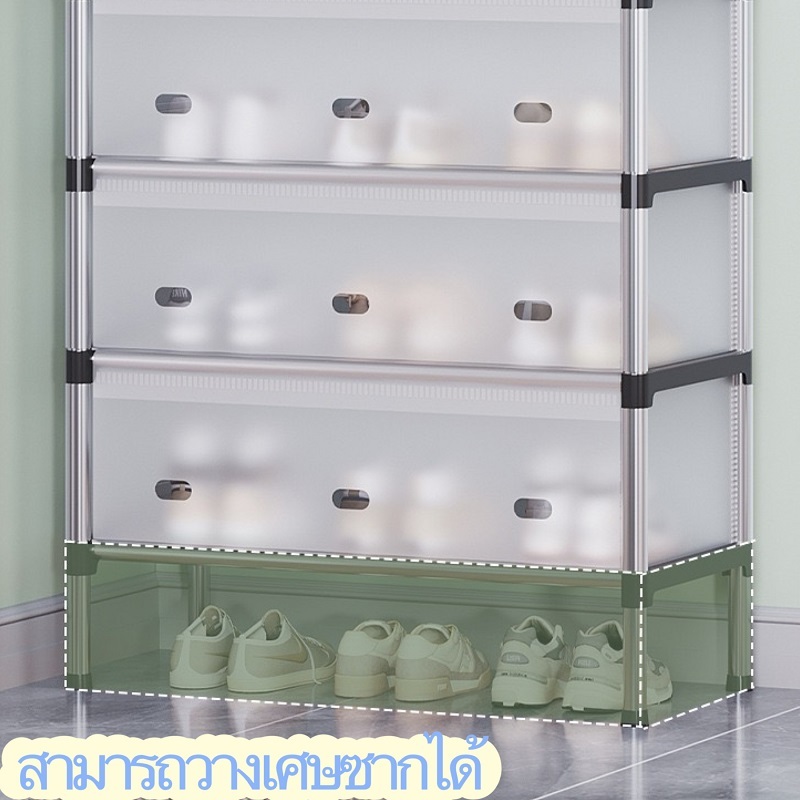 KKHOMEชั้นวางรองเท้าง่าย ชั้นวาง ชั้นรองเท้า 4/5/6 ชั้น ประตูกันฝุ่น ประกอบง่าย - รูปที่ 4