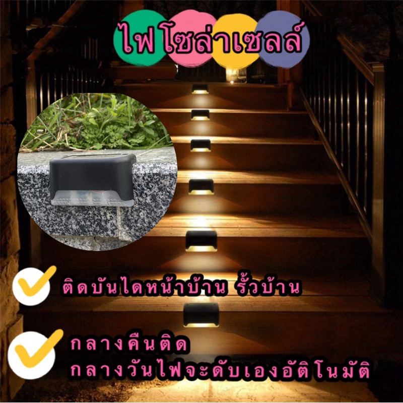 365mall(1997）ไฟโซล่าเซลล์ Solar light 1 LED ติดบันไดหน้าบ้าน รั้วบ้าน เพิ่มความสวยงาม  กันน้ำ กันแดด ติดทั้งคืน