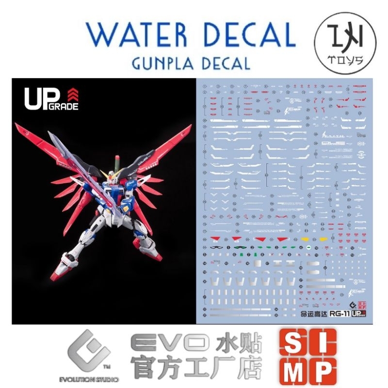 Gundam Decal / Water Decal RG 1/144 Gundam Destiny ยี่ห้อ S.I.M.P. Model Decal