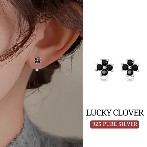 MEET💕ต่างหูเงิน Lucky Clover ต่างหูเพชร ต่างหูเก๋ๆ ต่างหูแฟชั่น ตุ้มหูเงินแท้ ต่างหูผู้หญิง ต่างหู