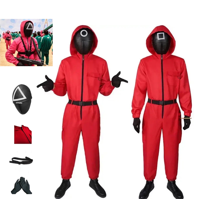 🇹🇭 เกมปลาหมึก Squid Game 2 Costume For Men Round Six Cosplay Jumpsuit Mask Halloween