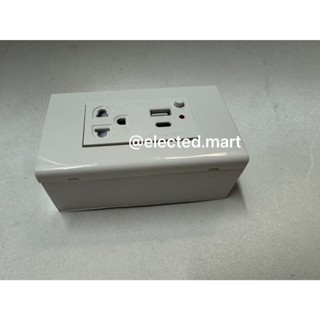 เต้ารับ ปลั๊กกราวด์ พร้อม USB Type A และ C 2.1A  เสียบแน่น ไ…