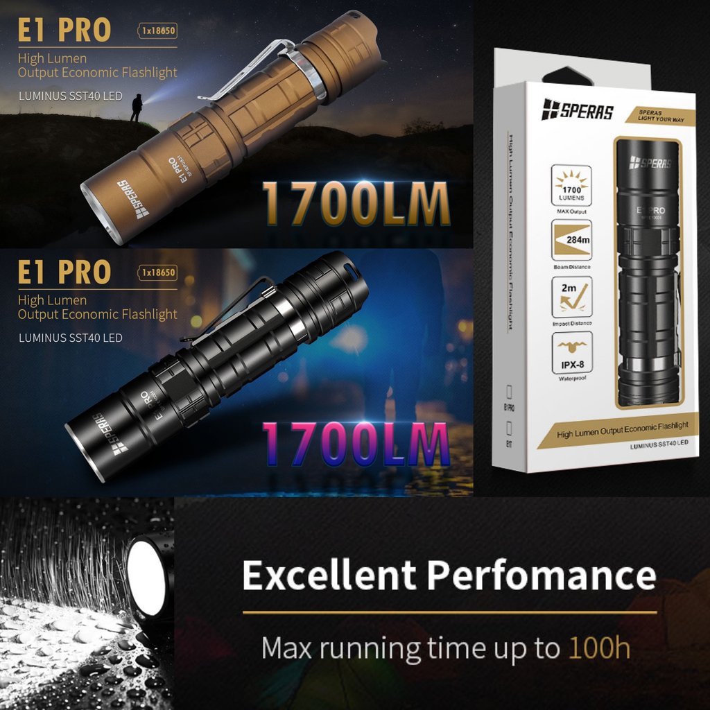 SPERAS E1 PRO 1700LMS 284M EDC Searchlight