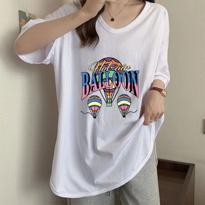 เสื้อยืดสวยผู้หญิงแฟชั่นมาใหม่ Oversize เสื้อผ้าสาวอวบอ้วนไซส์ใหญ่ อก52  เสื้อโอเวอร์ไซส์สไตล์เกาหลี พิมพ์ลาย ผ้าใส่สบาย - รูปที่ 3