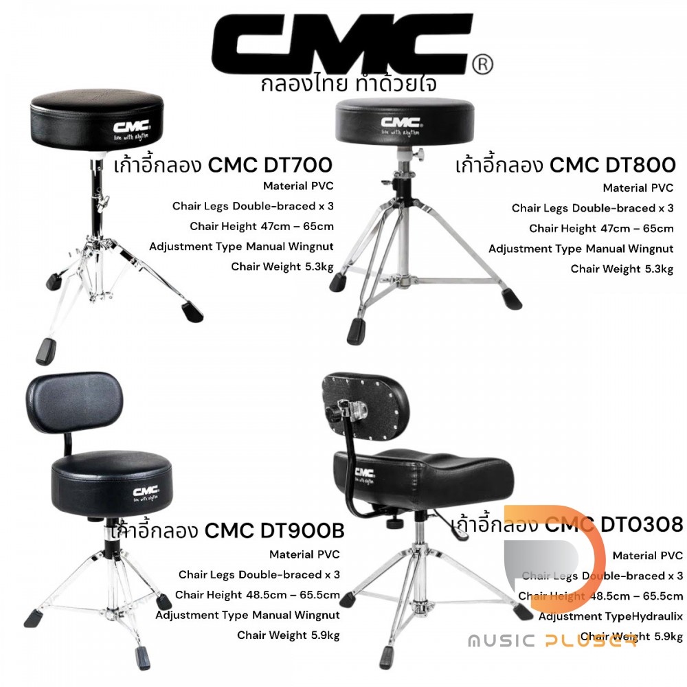 เก้าอี้กลอง CMC DRUM THRONE กลองแบรนด์คนไทยดังไกลทั่วโลก เก้าอี้กลองคุณภาพดีรับน้ำหนักได้ดีเยี่ยมงานแข็งแรงทนทาน ประกัน1