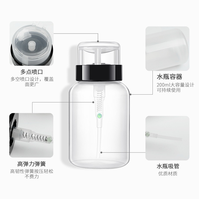 ขวดปั้มใส่น้ำยาล้างเล็บ ขวดปั้มอเนกประสงค์ 200ml พร้อมส่งในไทยค่ะ