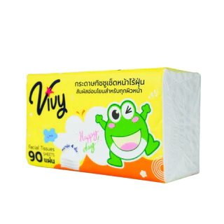 Vivy Tissue กระดาษทิชชู่เช็ดหน้าวีวี่ HappyDay 90แผ่น หนานุ่ม 4 ชั้น : 1 ลัง (20 ห่อ)