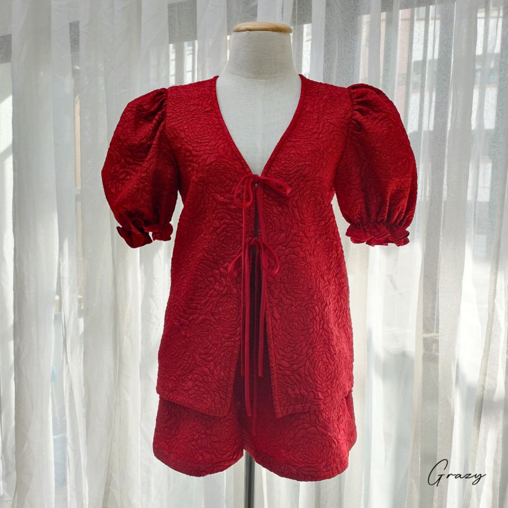 Grazy SG006 ชุดเซตลายกุหลาบที่น่ารักเกินต้าน!