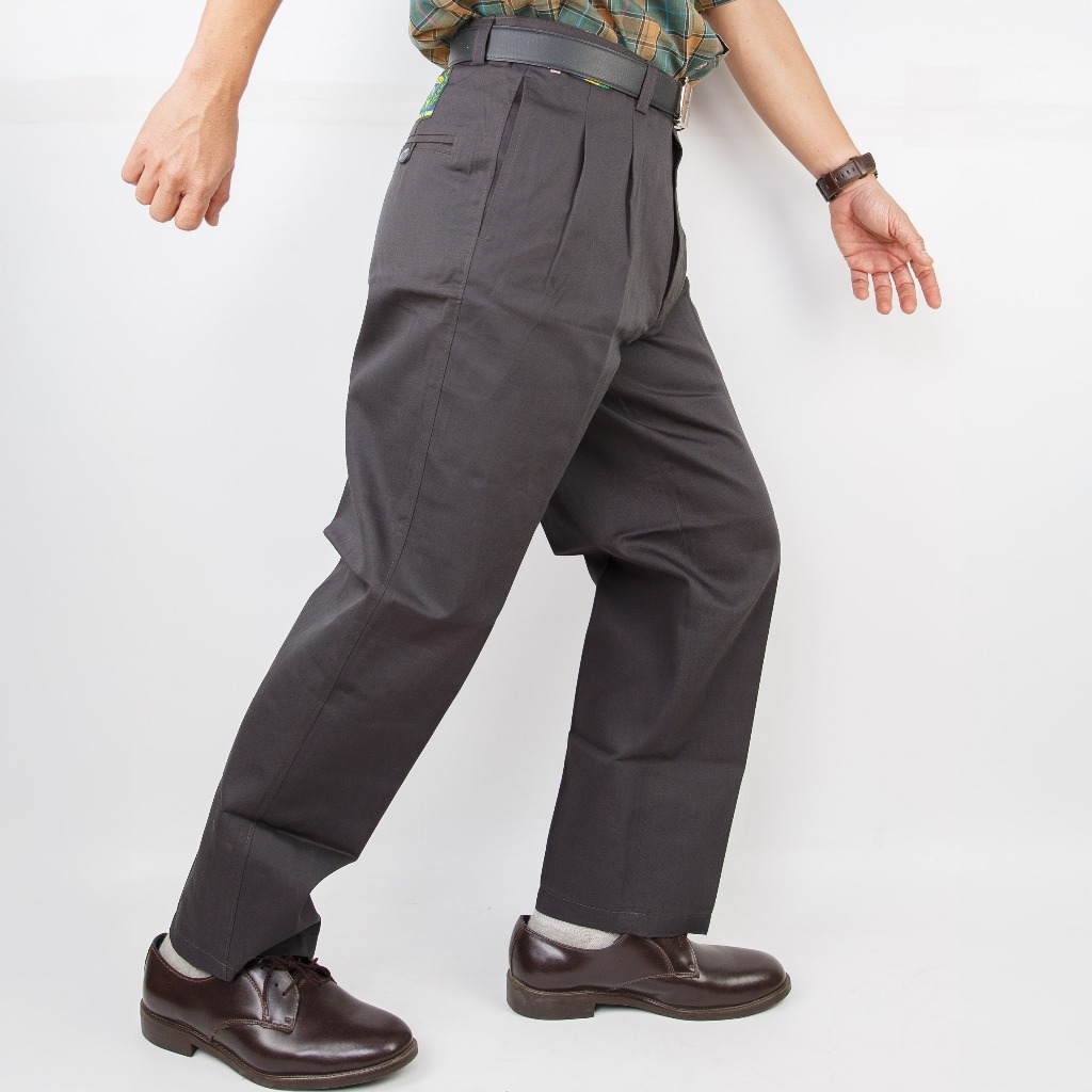 กางเกงขายาวผ้าแสล็คผ้าค็อตตอนคอม มีจีบ Nicman ทรงขากระบอก คุณลุงคุณตาชอบใส่