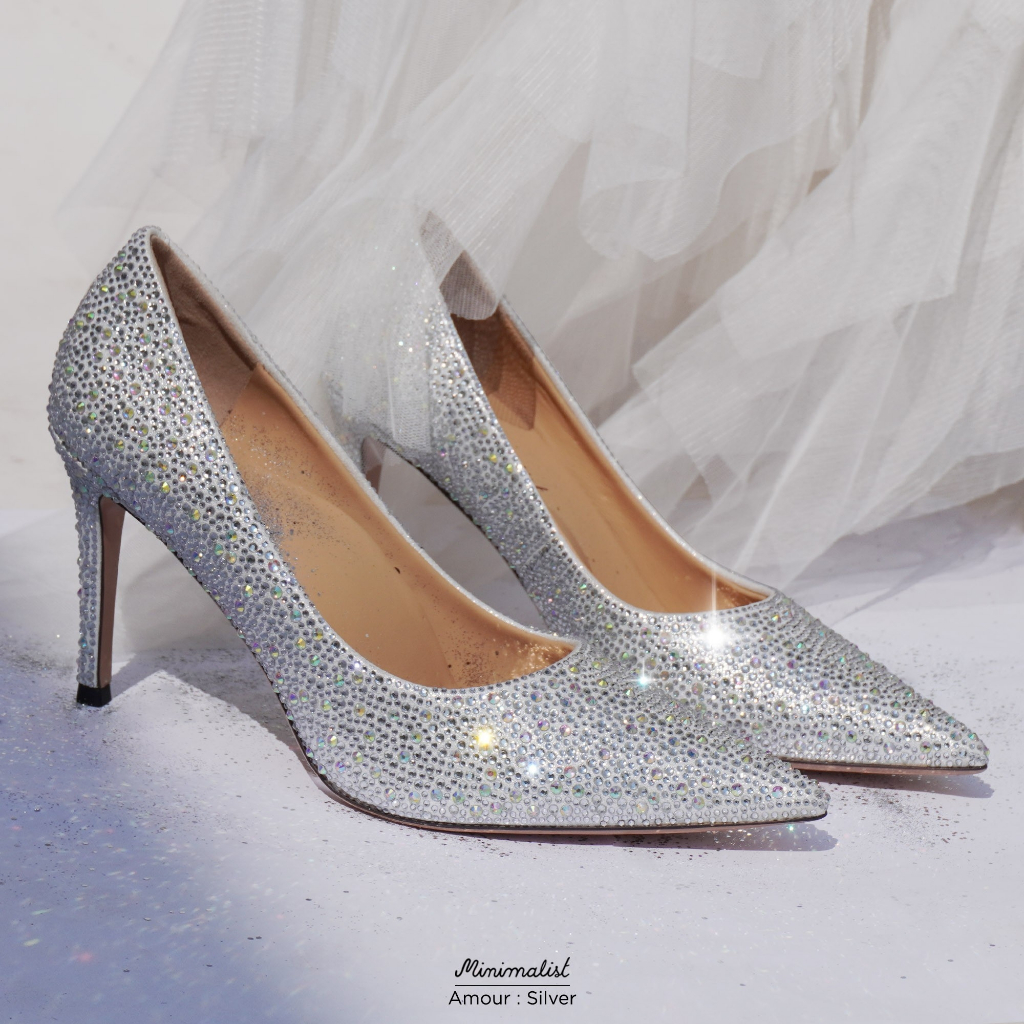 𝐌𝐈𝐍𝐈𝐌𝐀𝐋𝐈𝐒𝐓 รองเท้าเจ้าสาวหนังแกะ รุ่น Amour  สูง 4 นิ้ว หน้าเท้าไม่แคบ ใส่สบาย