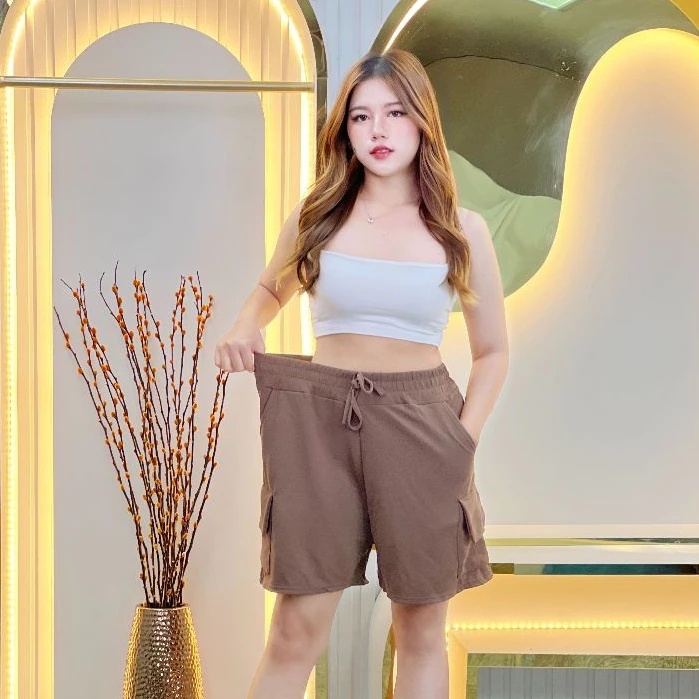 COD🔥กางเกงขาสั้นสไตล์คาร์โก้ขากว้าง มีกระเป๋า 4 ใบ ไซส์ใหญ่ มีเชือกปรับรอบเอว แฟชั่น ไม่เลือกรูปร่าง K5558 - รูปที่ 2