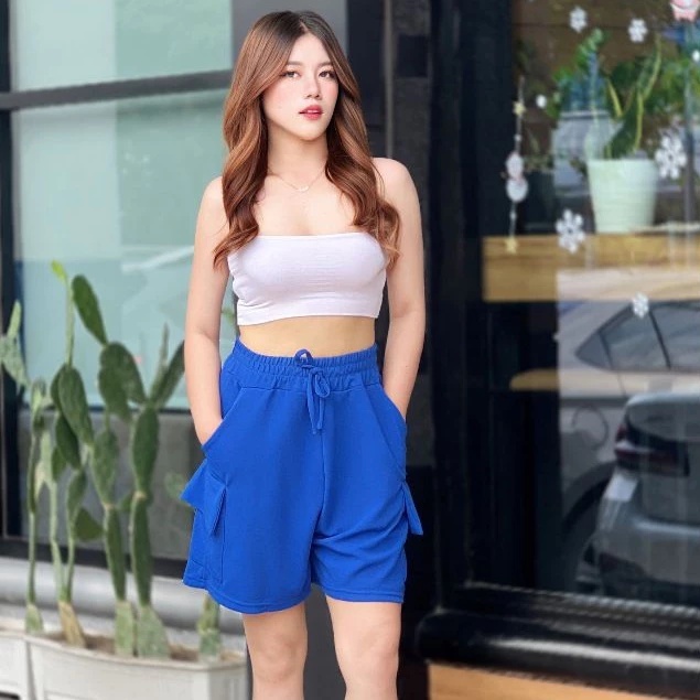 COD🔥กางเกงขาสั้นสไตล์คาร์โก้ขากว้าง มีกระเป๋า 4 ใบ ไซส์ใหญ่ มีเชือกปรับรอบเอว แฟชั่น ไม่เลือกรูปร่าง K5558 - รูปที่ 3