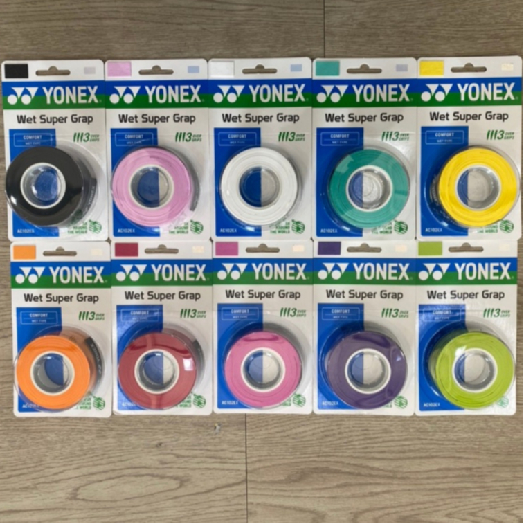 YONEX AC102EX กริปพันด้ามเนื้อหนึบที่นักกีฬาทั่วโลกไว้วางใจ ของแท้จาก YONEX Thailand (1ม้วน มี3 ชิ้น)