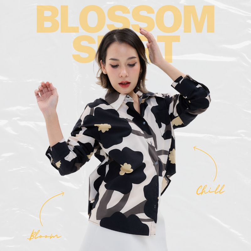 Nuttha House | Blossom Shirt เสื้อเชิ้ตผู้หญิง ผ้าคอตตอน 100% ผ้านิ่ม นุ่ม โปร่งสบาย ใส่ได้ทุกโอกาส