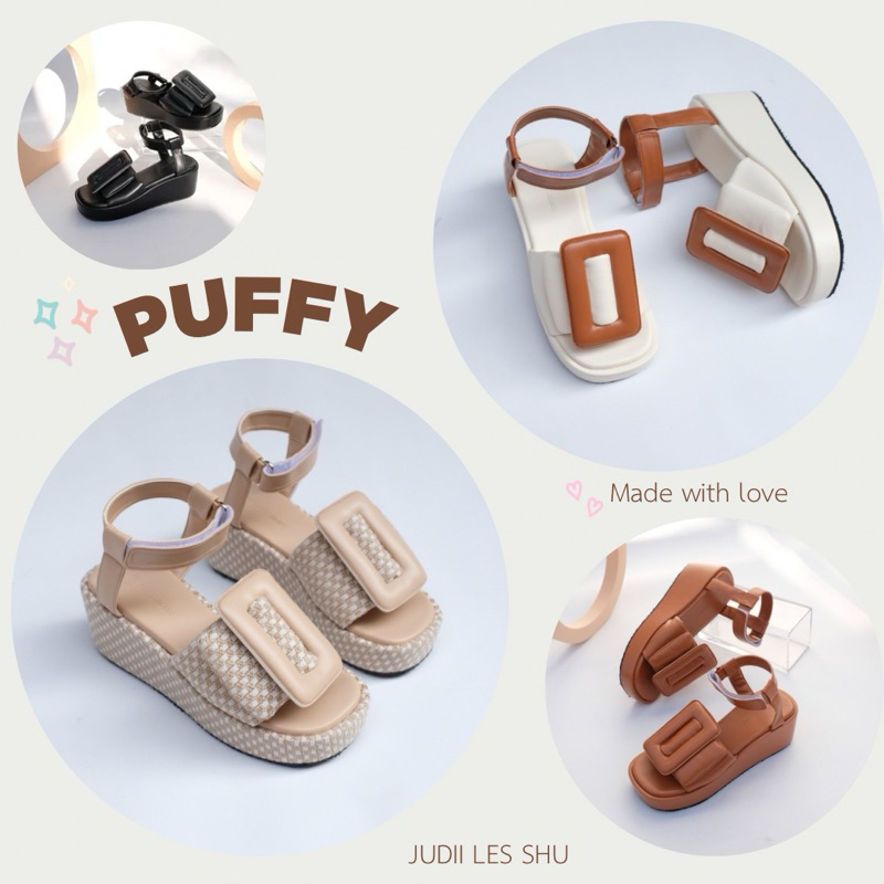 JUDII LES SHU รุ่น Puffy Size 34-42 รองเท้าส้นตึกเข็มขัด รัดส้น นุ่มx3 ฟองน้ำฟูทั้งคู่
