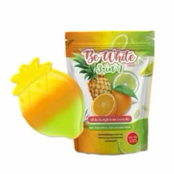สบู่สับปะรด&มะนาว BE White 3 in 1 สบู่เปิดผิวขาว (1ห่อมี 3ก้อน)แพคเกจใหม่