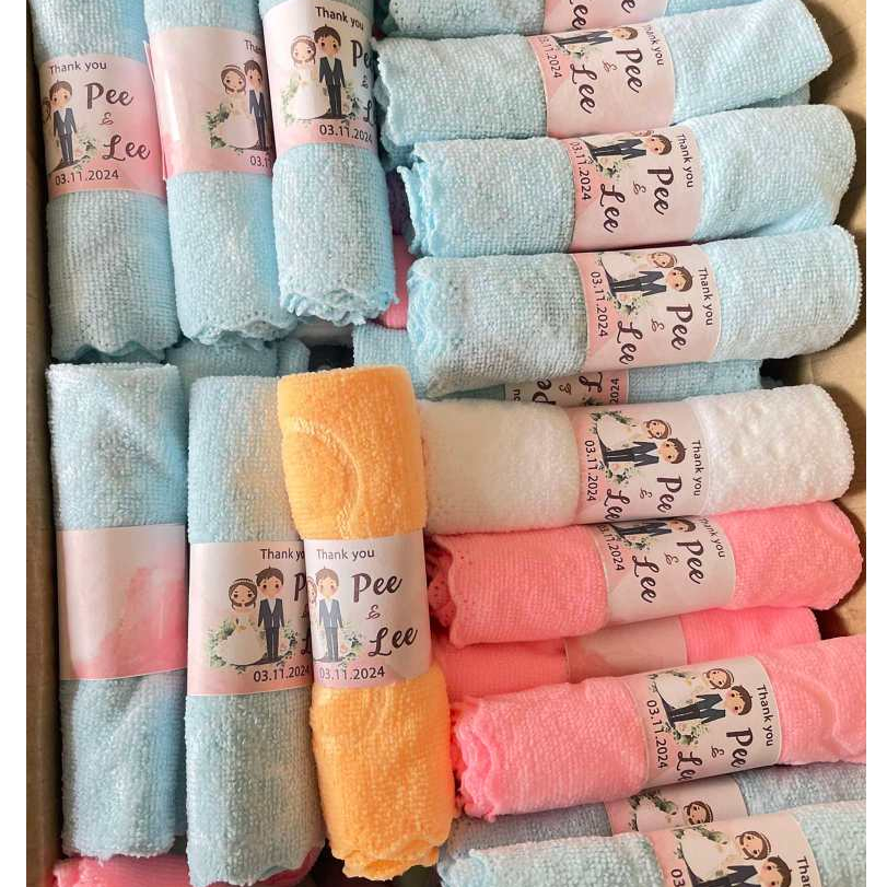 ของชำร่วยผ้าขนหนูม้วน 6 บาท ฟรีป้าย
