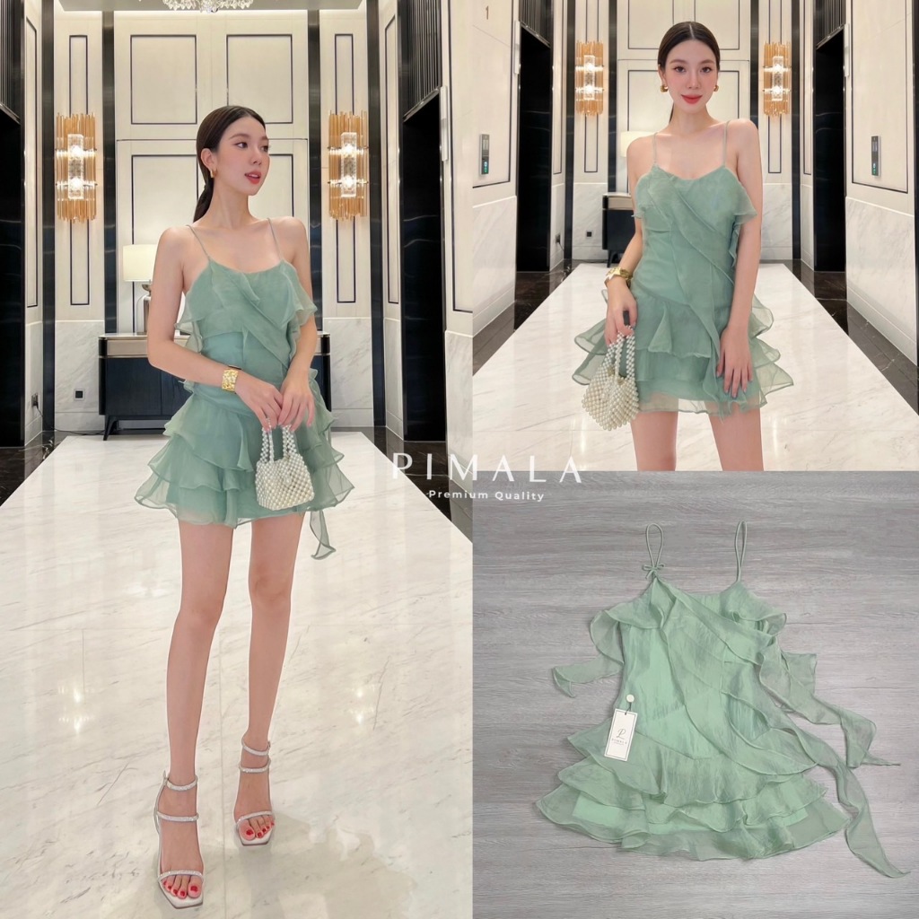 Pimala-เดรสสายเดี่ยวดีไซน์หรูมากมาในโทนสีเขียวสีที่ขายดีที่สุด